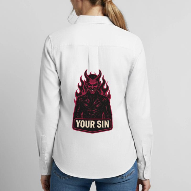 Devil Your Sin, Evil Demon, Hellflames Women's Oxford Shirt