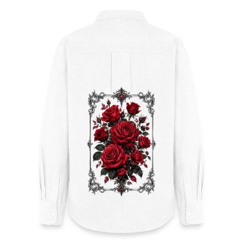 Rosen, Rote Rosen, Rose & Blumen - Frauen Oxford Hemd - Weiß - Hinten - AI Model Female 172 light (172cm)