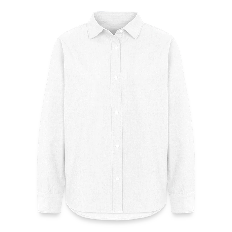 Interlaken badge on a women's oxford shirt