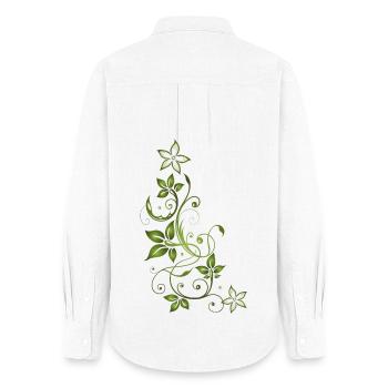 Feuille feuilles automne vert vrille - Chemise Oxford Femme - blanc - Dos - AI Model Female 172 light (172cm)