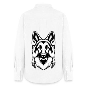 German Shepherd black silhouette from head - Women's Oxford Shirt - white - Back - AI Model Female 172 light (172cm)
