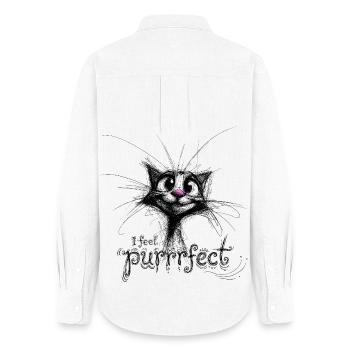chat mignon – je me sens purrfec - Chemise Oxford Femme - blanc - Dos - AI Model Female 172 light (172cm)