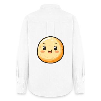 Happy Potato Cartoon - Adorable and Fun Design - Women's Oxford Shirt - white - Back - AI Model Female 172 light (172cm)