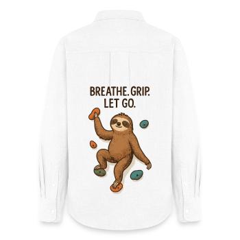 Paresseux Zen : Prise Lâche Grimpe - Chemise Oxford Femme - blanc - Dos - AI Model Female 172 light (172cm)