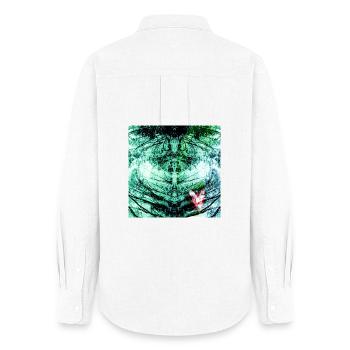 Forest Reflection Teal Butterfly - Women's Oxford Shirt - white - Back - AI Model Female 172 light (172cm)