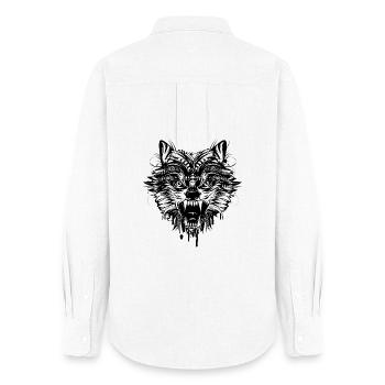 Kopf eines gefährlichen Wolfs ornamental verziert - Frauen Oxford Hemd - Weiß - Hinten - AI Model Female 172 light (172cm)