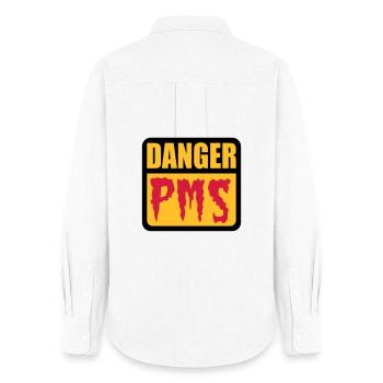 Danger PMS | Prämenstruelles Syndrom | - Women's Oxford Shirt - white - Back - AI Model Female 172 light (172cm)