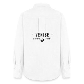 Venezia Coordonnées GPS Globe Vintage Italie - Chemise Oxford Femme - blanc - Dos - AI Model Female 172 light (172cm)