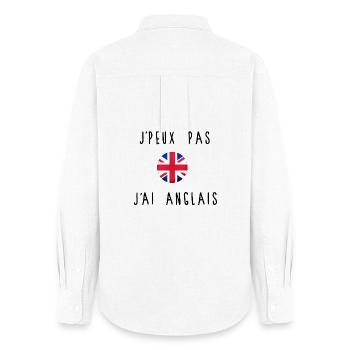 J'peux Pas J'ai Anglais Drapeau - Chemise Oxford Femme - blanc - Dos - AI Model Female 172 light (172cm)