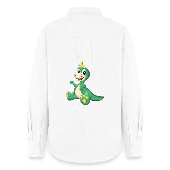 sitzender süßer Dino - Frauen Oxford Hemd - Weiß - Hinten - AI Model Female 172 light (172cm)