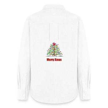 Bunte Weihnachtsbaum-Ornamente - Frauen Oxford Hemd - Weiß - Hinten - AI Model Female 172 light (172cm)