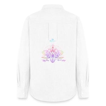 Motif Mandala Éclat Coloré - Chemise Oxford Femme - blanc - Dos - AI Model Female 172 light (172cm)
