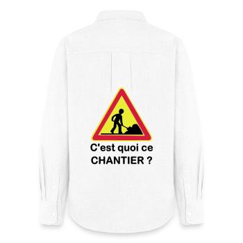 C'est quoi ce chantier ? - Chemise Oxford Femme - blanc - Dos - AI Model Female 172 light (172cm)