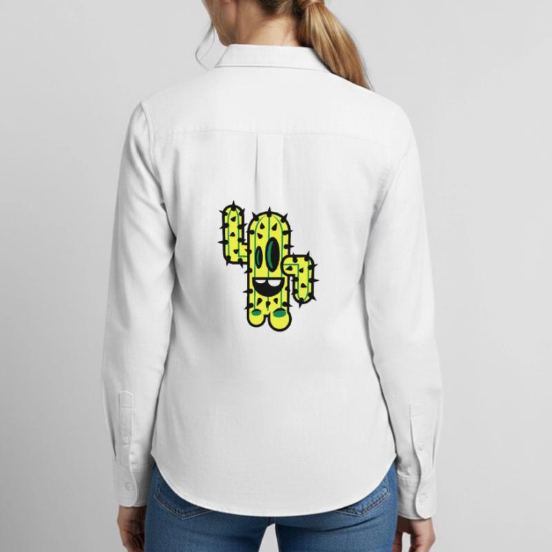 cactus comic nature Women's Oxford Shirt