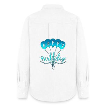 Birthday Balloon - Women's Oxford Shirt - white - Back - AI Model Female 172 light (172cm)