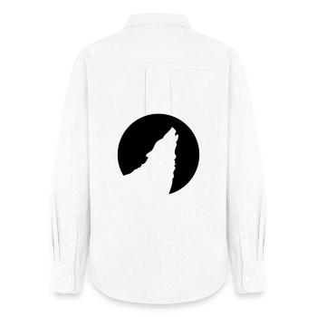 howling wolf - Women's Oxford Shirt - white - Back - AI Model Female 172 light (172cm)