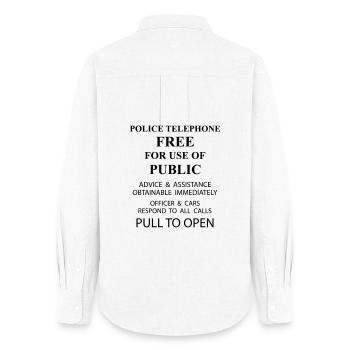 texte de la zone de police - Chemise Oxford Femme - blanc - Dos - AI Model Female 172 light (172cm)