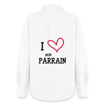 I Love Mon Parrain - Chemise Oxford Femme - blanc - Dos - AI Model Female 172 light (172cm)