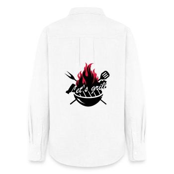 A grill with barbecue utensils - Women's Oxford Shirt - white - Back - AI Model Female 172 light (172cm)