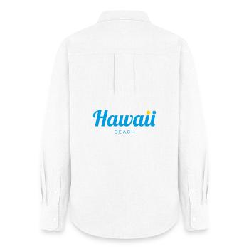 Plage d’HAWAÏ - Chemise Oxford Femme - blanc - Dos - AI Model Female 172 light (172cm)