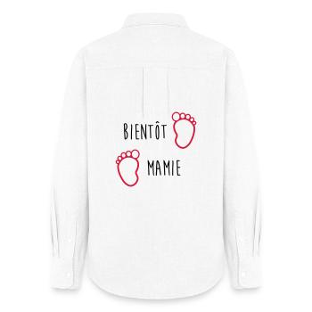 Bientôt Mamie - Mamy - Naissance - Bébé - Enfant - Chemise Oxford Femme - blanc - Dos - AI Model Female 172 light (172cm)