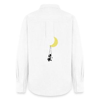 Toddler Swinging Under Moon Street Art - Women's Oxford Shirt - white - Back - AI Model Female 172 light (172cm)