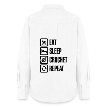 Eat Sleep Crochet Repeat - Women's Oxford Shirt - white - Back - AI Model Female 172 light (172cm)
