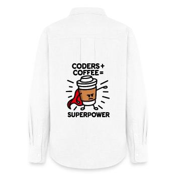 Coders + coffee = superpower (superhero) light - Frauen Oxford Hemd - Weiß - Hinten - AI Model Female 172 light (172cm)