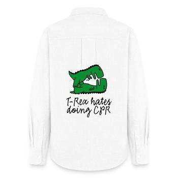 T-Rex hates doing CPR first aid instructor - Women's Oxford Shirt - white - Back - AI Model Female 172 light (172cm)