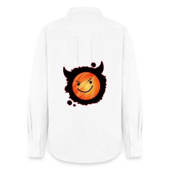 diable mignon en flammes et visage éclatant - Chemise Oxford Femme - blanc - Dos - AI Model Female 172 light (172cm)