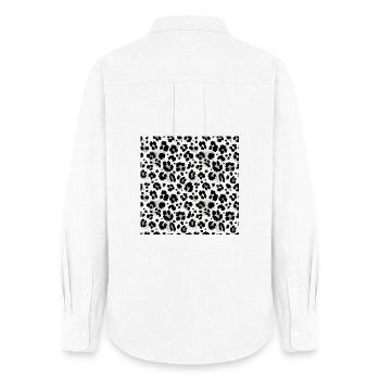 Easy-care animal print black and white pattern - Women's Oxford Shirt - white - Back - AI Model Female 172 light (172cm)