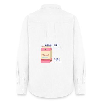 Design de Brique Milk Fraise Japonaise - Chemise Oxford Femme - blanc - Dos - AI Model Female 172 light (172cm)