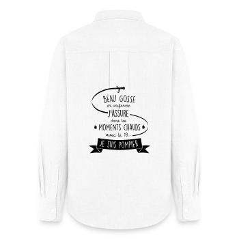 beau gosse pompier - Chemise Oxford Femme - blanc - Dos - AI Model Female 172 light (172cm)