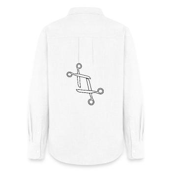 Ciseaux design amusants LGTBQIA+ - Chemise Oxford Femme - blanc - Dos - AI Model Female 172 light (172cm)