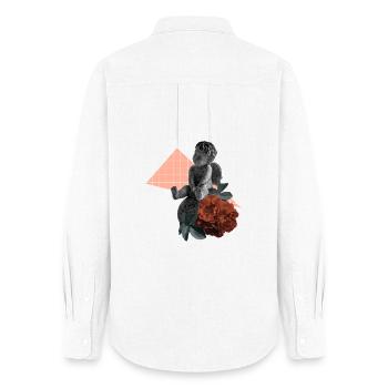 Esthétique de la rose chérubin - Chemise Oxford Femme - blanc - Dos - AI Model Female 172 light (172cm)