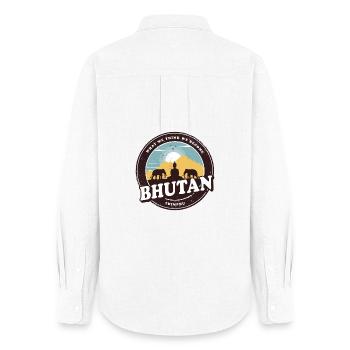 Bhoutan Buddha design avec eléphants / idée cadeau - Chemise Oxford Femme - blanc - Dos - AI Model Female 172 light (172cm)