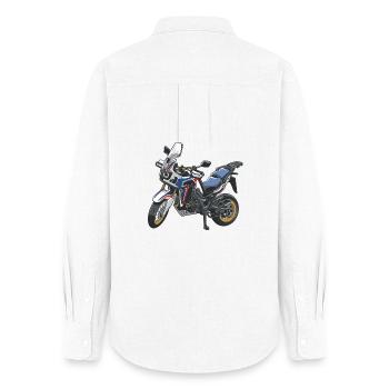 Africa Twin Enduro - solo tricolor - Frauen Oxford Hemd - Weiß - Hinten - AI Model Female 172 light (172cm)