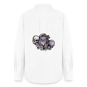 Mme Bandana Totenköpfe Roses - Chemise Oxford Femme - blanc - Dos - AI Model Female 172 light (172cm)