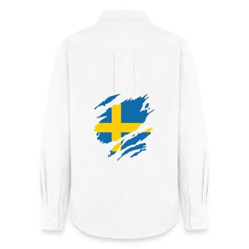 Schweden Flagge Fahne Fan Sverige Fan Kratzer - Frauen Oxford Hemd - Weiß - Hinten - AI Model Female 172 light (172cm)