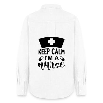 Keep calm im a nurse - Frauen Oxford Hemd - Weiß - Hinten - AI Model Female 172 light (172cm)