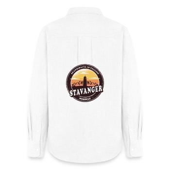 Conception du phare de Stavanger en Norvège - Chemise Oxford Femme - blanc - Dos - AI Model Female 172 light (172cm)