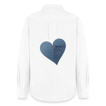 blue heart in jeans look with trouser pocket - Women's Oxford Shirt - white - Back - AI Model Female 172 light (172cm)