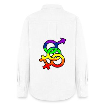 Geschlecht bisexuell 2 Logo mit Regenbogen - Frauen Oxford Hemd - Weiß - Hinten - AI Model Female 172 light (172cm)