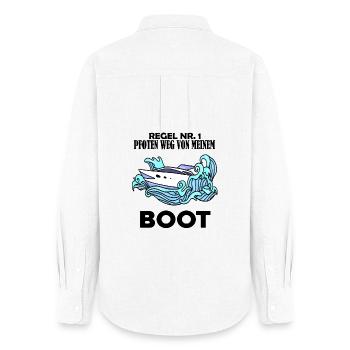Motorboot Kapitän Boot Boote Seefahrt - Frauen Oxford Hemd - Weiß - Hinten - AI Model Female 172 light (172cm)