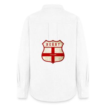 Derby England Wappen - Frauen Oxford Hemd - Weiß - Hinten - AI Model Female 172 light (172cm)