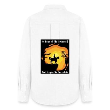 Reitersprüche Reiten Sonnenuntergang Reiter Pferd - Frauen Oxford Hemd - Weiß - Hinten - AI Model Female 172 light (172cm)