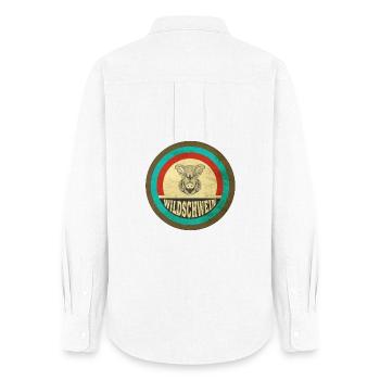 Wildschwein Vintage Design - Frauen Oxford Hemd - Weiß - Hinten - AI Model Female 172 light (172cm)
