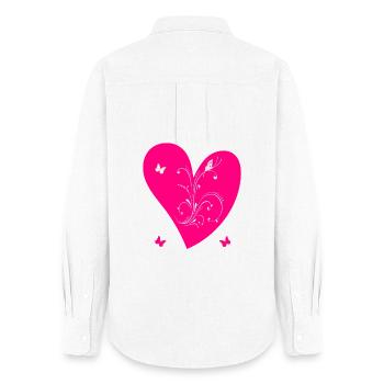 Pink Heart and Butterflies - Frauen Oxford Hemd - Weiß - Hinten - AI Model Female 172 light (172cm)