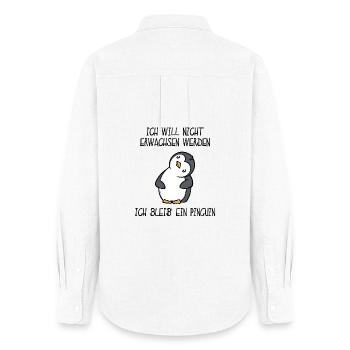 Lustig Süß Pinguin Tier Vogel Statement - Frauen Oxford Hemd - Weiß - Hinten - AI Model Female 172 light (172cm)