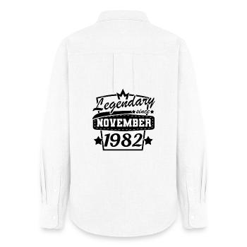 Novembre 1982 Anniversaire Rétro Anniversaire - Chemise Oxford Femme - blanc - Dos - AI Model Female 172 light (172cm)